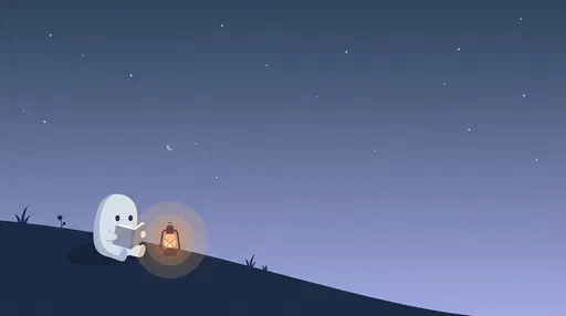 Cute Ghost Reading by Lantern at Night