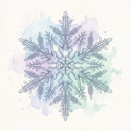 Watercolor and Ink Snowflake Illustration