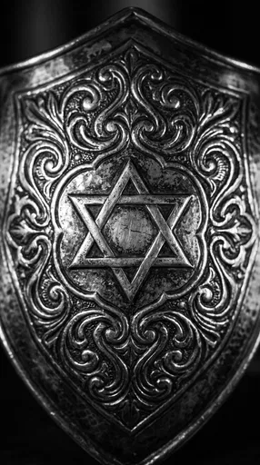Ornate Silver Shield With Star of David
