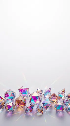Iridescent Dichroic Crystal Polyhedrons With Copy Space