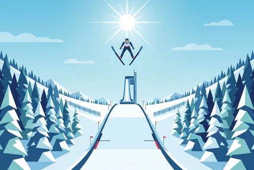 Flat Vector Illustration of Ski Jumper
