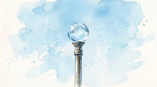 Watercolor Crystal Sphere on Flagpole