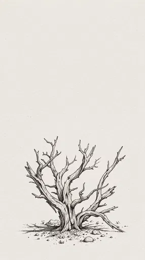 Stippled Ink Drawing of Dead Juniper Tree