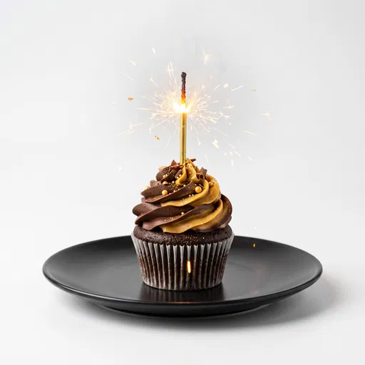 Gourmet Chocolate Cupcake With Lit Sparkler