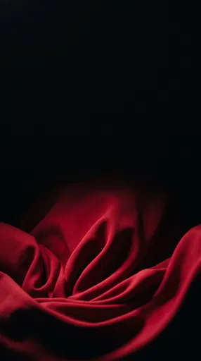 Crimson Matte Fabric Folds on Black