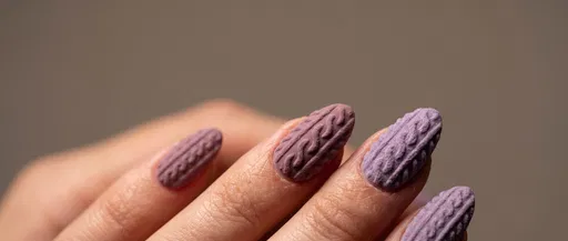 Macro Purple Sweater Knit Nail Art
