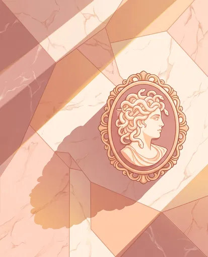 Pastel Medusa Cameo Brooch Illustration