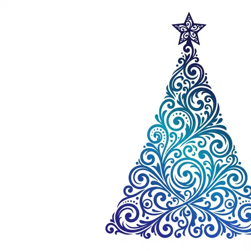 Blue Filigree Swirl Christmas Tree Background
