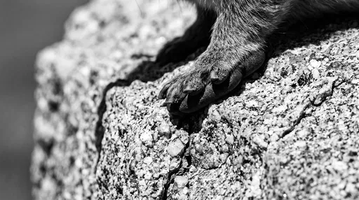 Monochrome Close-Up of Rock Hyrax Foot
