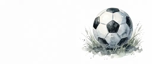 Watercolor Soccer Ball on Grass
