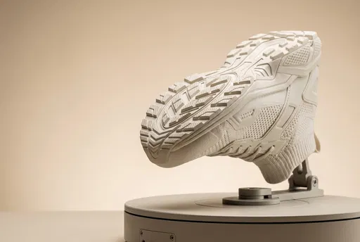 Inverted Cream Knit Sneaker on Turntable