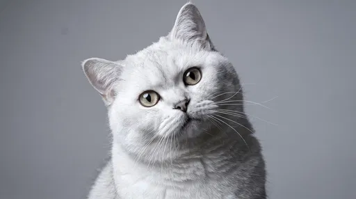 White British Shorthair Cat Studio Portrait