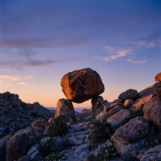 Balanced Rock Formation at Twilight