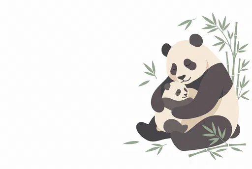 Mother and Baby Panda Illustration