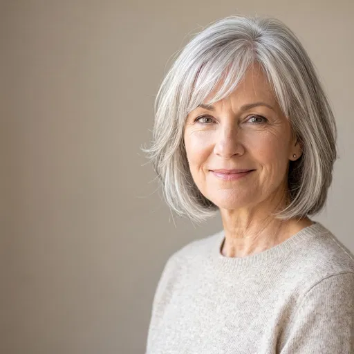 Mature Woman With Silver Bob Haircut