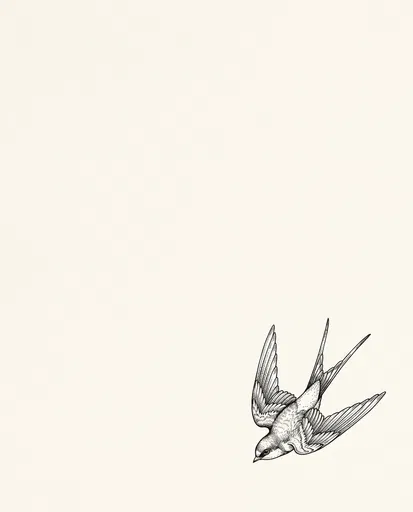 Minimalist Ink Illustration of Diving Swallow