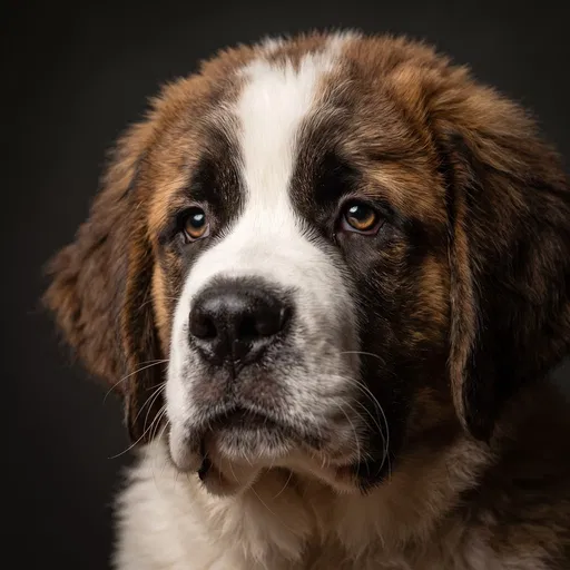 Studio Portrait of Saint Bernard Puppy