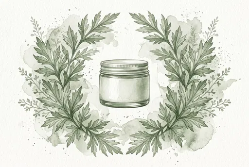 Sage Green Watercolor Cream Jar Illustration