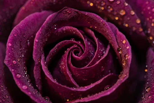 Macro Close-Up of Dewy Magenta Rose