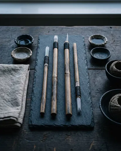 Traditional Tebori Bamboo Tattoo Tools Still Life