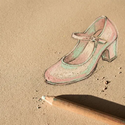 Pastel Drawing of Vintage Mary Jane Shoe