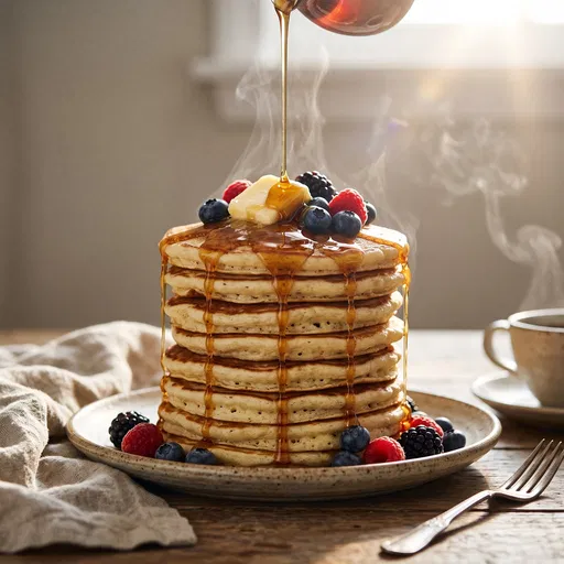 Pancake Stack with Berries and Syrup