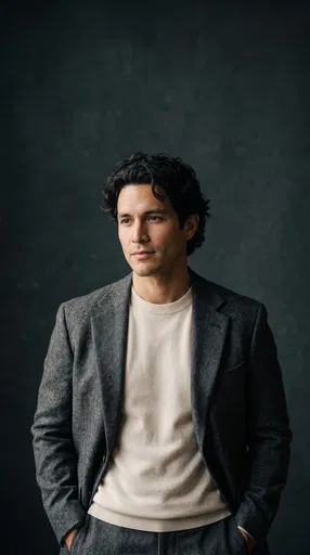 Man in Herringbone Blazer Studio Portrait