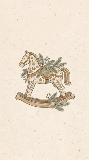 Nordic Folk Art Rocking Horse Illustration