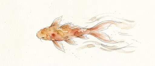 Watercolor and Ink Koi Fish Illustration
