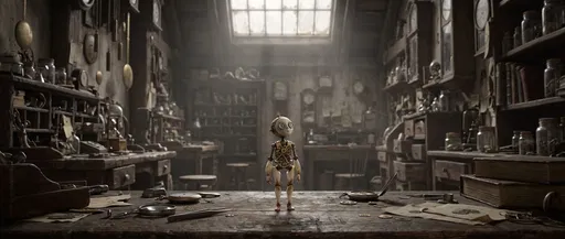 Tiny Clockwork Automaton in Dusty Workshop