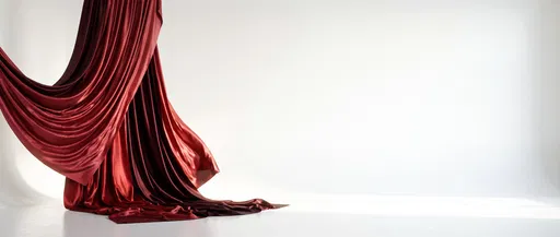Crimson Silk Drape on White Studio Background