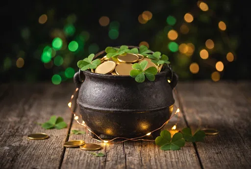 Cauldron of Gold Coins and Clovers