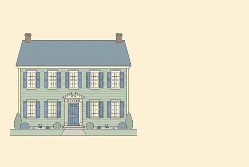 Minimalist New England Colonial House Illustration