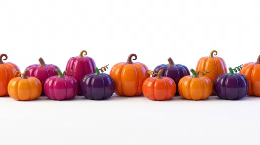 Glossy Colorful 3D Pumpkins Row