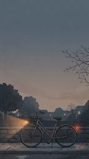 Illustrated Commuter Bicycle at Twilight