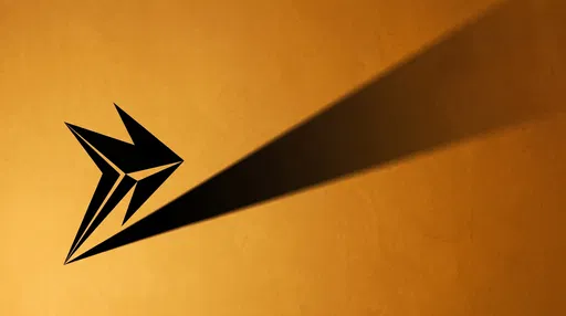 Geometric Black Arrow with Long Shadow