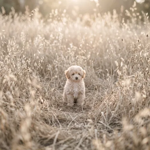 Champagne Teacup Poodle in Dried Meadow