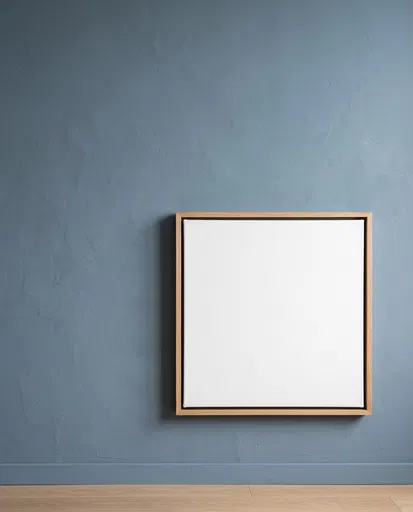 Blank Square Canvas on Blue Wall