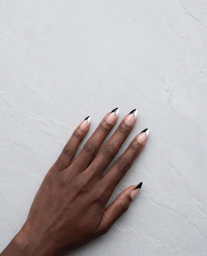 Modern Monochrome Split French Tip Nails