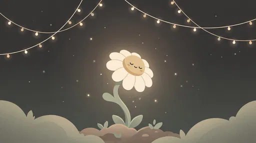 Cute Sleepy Glowing Chamomile Flower Illustration