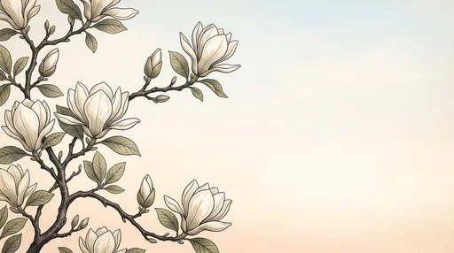 Vintage Botanical Magnolia Branch Illustration