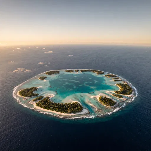 Aerial View of Tropical Coral Atoll