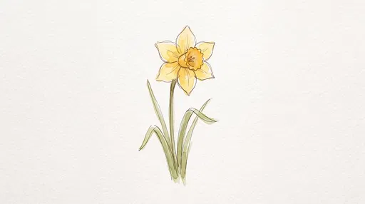 Watercolor and Ink Yellow Daffodil Sketch