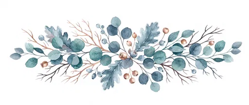 Watercolor Eucalyptus and Frosted Oak Banner