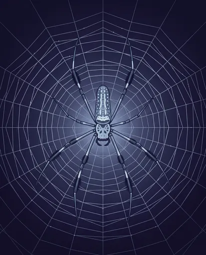 Blue Graphic Illustration of Nephila Spider