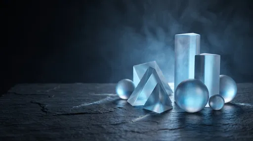 Frosted Glass Geometric Shapes on Dark Slate