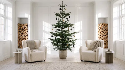 Minimalist Scandinavian Christmas Living Room