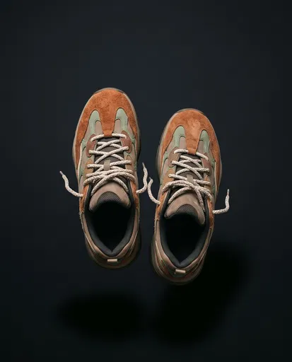 Top View of Earth-Tone Suede Sneakers