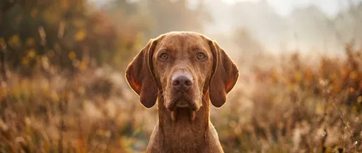 Hungarian Vizsla Portrait in Autumn Meadow