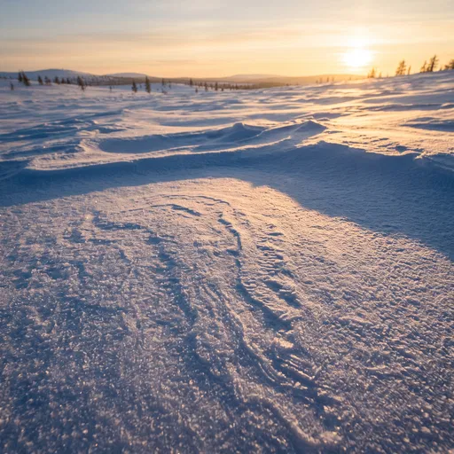 Golden Hour Snowdrift Landscape Background